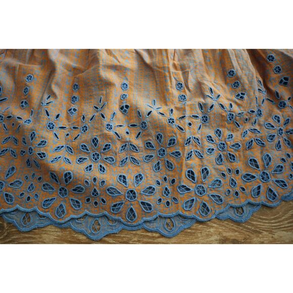 Joie Women's Sz XS Light Brown/Blue Nashua Eyelet Maxi Fit & Flare Dress - Picture 8 of 14